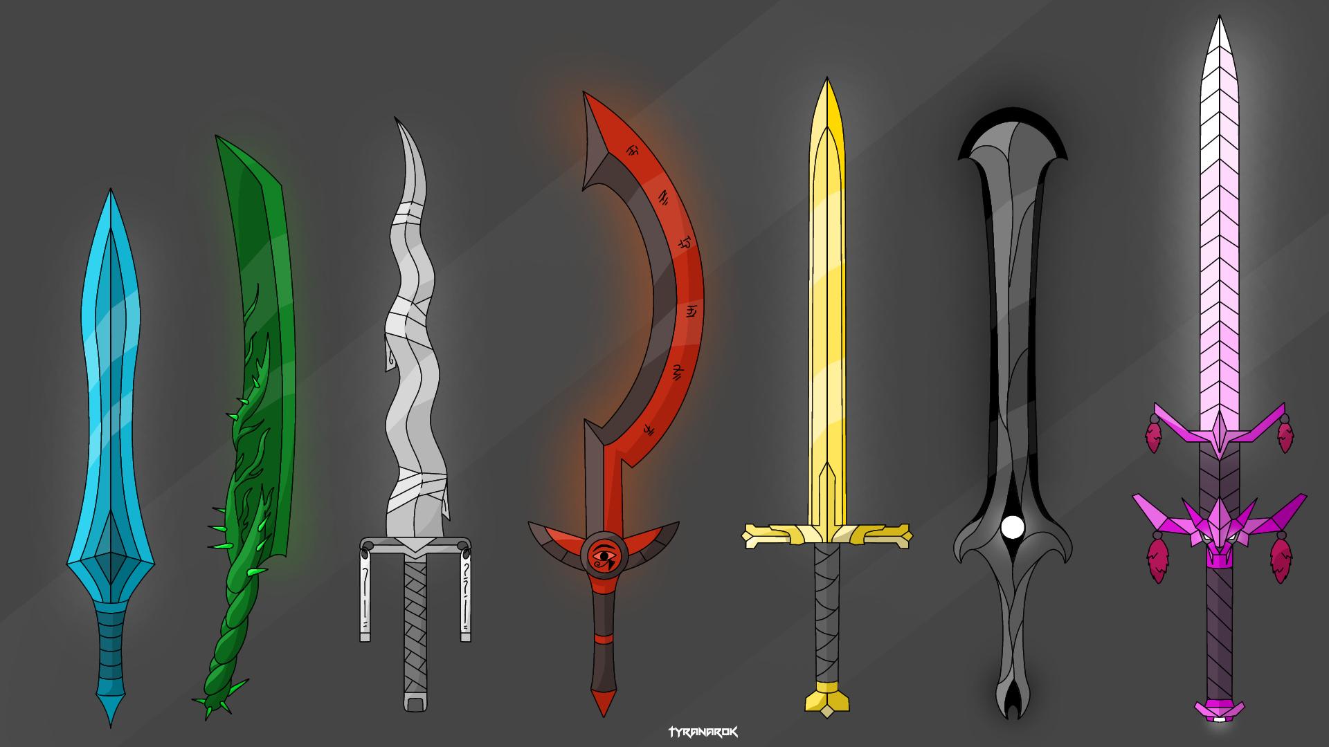 A colorful full lineup of redesigned SFOTH swords