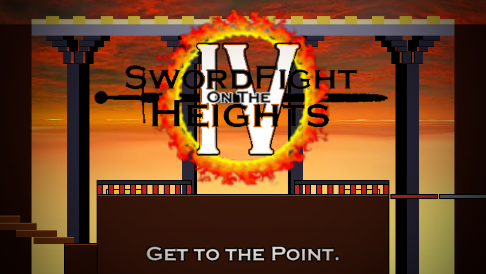 A fighting-game stage framed by SFOTH columns and a sword