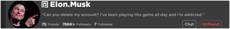 Fake profile review attributed to Elon.Musk: Can you delete my account? I’ve been playing this game all day and I’m addicted.